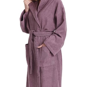 Plum Women's Terry Cloth Hooded Bathrobe with Pockets product image