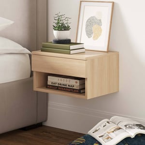 Floating Bedroom Nightstand with Storage Drawer and Open Shelf product image