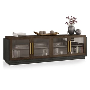 Elegant Wood 75" TV Stand with Gold Handles and Storage product image