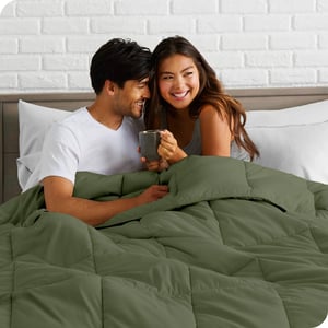 Hypoallergenic Down Alternative Comforter Set in Cypress Green - Queen Size with 2 Matching Pillow Shams product image