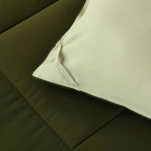Olive Green Box Stitched Down Alternative Comforter Set with 3 Pieces - King Size product image