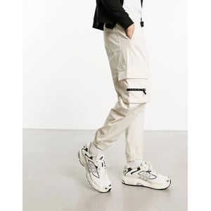 Bershka White Cargo Sweatpants with Pockets and Elastic Waistband product image