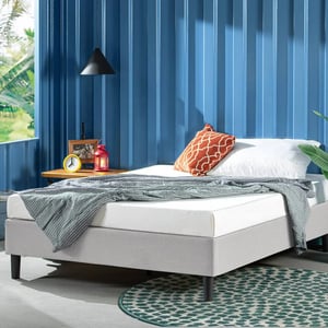 Soft Upholstered Platform Bed with Wooden Slats and Steel Center Support product image