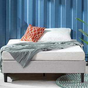 Soft Upholstered Platform Bed with Wooden Slats and Steel Center Support product image