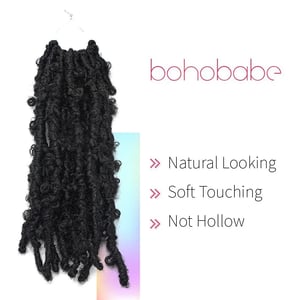 12 Inch Pre Looped Short Natural Black Distressed Butterfly Locs product image