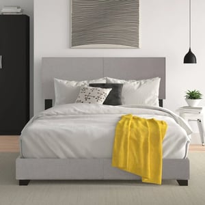 Queen-sized Upholstered Bed with Neutral Color Options and Foam-padded Headboard product image