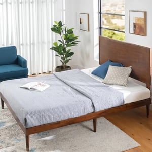 Easy-to-Assemble, Attractive Solid Wood Platform Bed with Sleek Panel Headboard and Tapered Dowel Feet product image