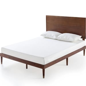 Easy-to-Assemble, Attractive Solid Wood Platform Bed with Sleek Panel Headboard and Tapered Dowel Feet product image
