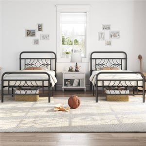 Elegant Iron Platform Bed with Storage and Headboard product image