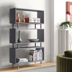 Attractive Mid-Century Small Bookshelf with 3 Open Shelves product image