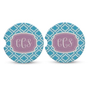 Personalized Monogrammed Car Coaster Set of 2 - Sandstone Absorbent Cup Holder Coasters product image