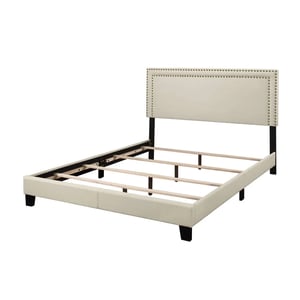 Stylish Beige Upholstered Panel Bed with Compliant Certifications product image