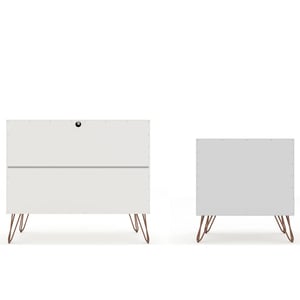 White Dresser and Nightstand Set with Hairpin Legs product image