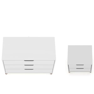 White Dresser and Nightstand Set with Hairpin Legs product image