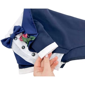 Stylish Navy Dog Tuxedo with Bow Tie and Boutonniere product image
