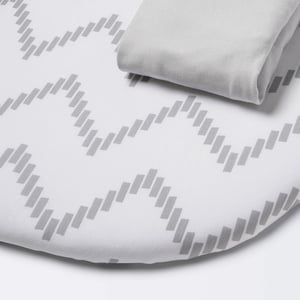 Cloud Island Jersey Bassinet Sheets Set with Gray Chevron and Solid Gray Designs product image