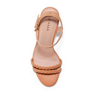 Elegant Leather Braided Block Heel Sandals with Buckled Closure product image