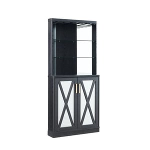 Elegant Corner Bar Cabinet with Mirrored Panels product image