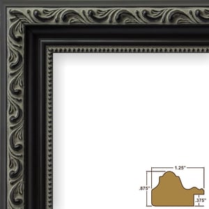 Ornate Antique Black Picture Frame, 18x24 Inch with Mat product image