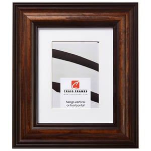 Traditional Walnut Brown Picture Frame with White Matting for 24x36 Inch Photos product image