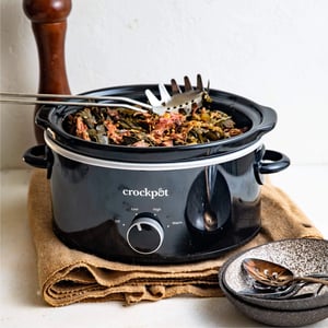 Compact 4-Quart Black Manual Slow Cooker with High, Low & Warm Settings product image