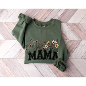 New Mom Varsity Style Wildflower Sweatshirt - Retro & Comfortable product image