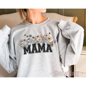 New Mom Varsity Style Wildflower Sweatshirt - Retro & Comfortable product image