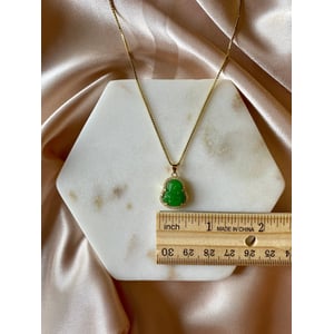 Stylish Green Jade Buddha Necklace with Gold Plated Chain product image