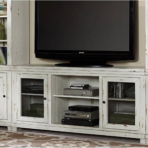 Elegant Distressed White TV Stand for 75-Inch TVs product image
