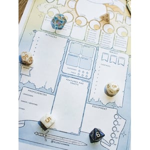 Hand-drawn D&D 5e Spellcaster Character Sheet with Compact Design product image