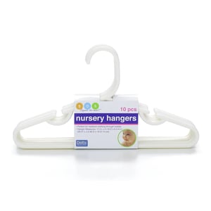 White Nursery Hangers for Newborn to Toddler Clothing (10-pack) product image