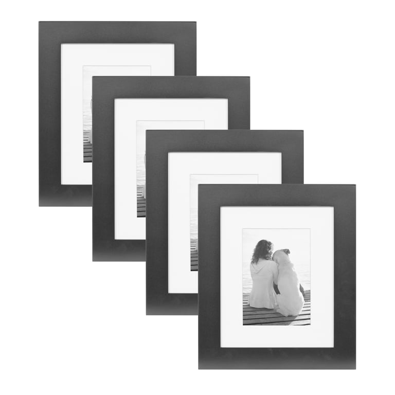 Set of 4 Traditional Wooden Picture Frames, 8x8 with 4x4 Matting, Black product image