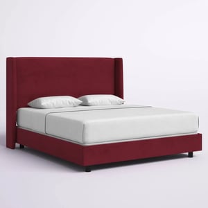 Soft Velvet Upholstered Wingback Bed Frame with Low Profile Design product image