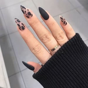 Black Acrylic Almond Nails with Adhesive Jelly Stickers product image