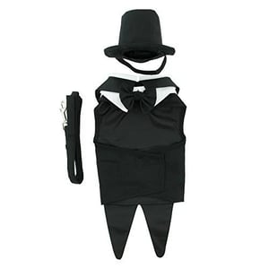 Elegant Dog Tuxedo Set with Top Hat and Bow Tie for Large Dogs product image