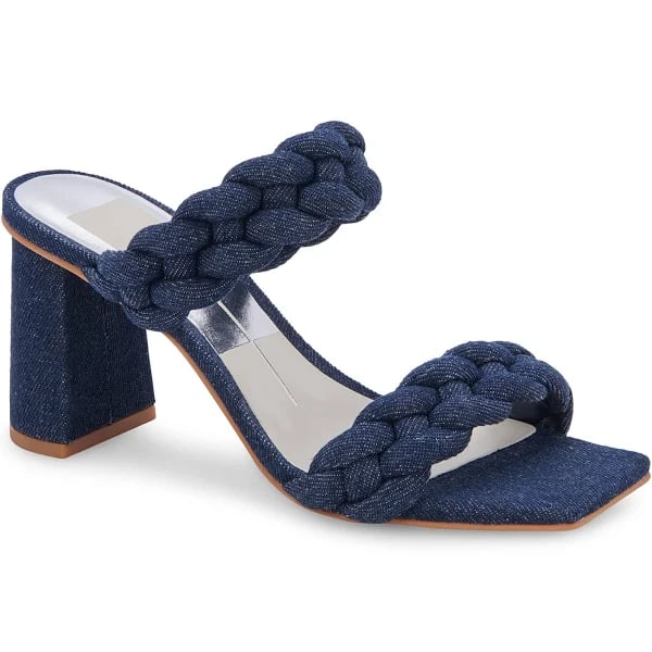 Indigo Denim Braided Block Heel Sandals for Women product image
