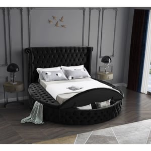 Circle Velvet Button Tufted Twin Bed with Storage and Nailhead Trim product image