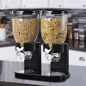 Double Cereal Dispenser with Fluffy Flakes, Removable Bottom Tray and Easy-Twist Knob product image
