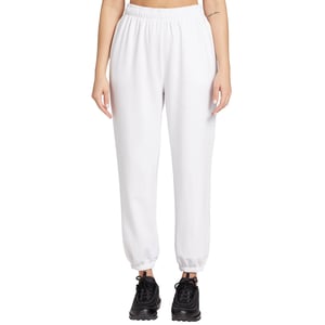 Women's Soft Brushed Fleece Loose Fit White Sweatpants with Drawcord Waistband product image