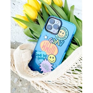 Stylish Blue Sticker Collage Phone Case product image