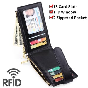 Leather AirTag Wallet for Women with RFID Blocking Technology product image