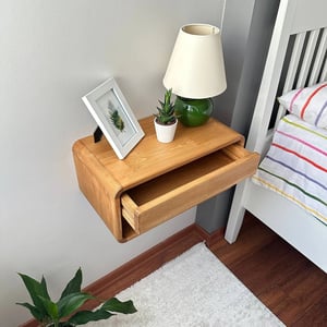 Handcrafted Wooden Floating Nightstand with Drawer product image