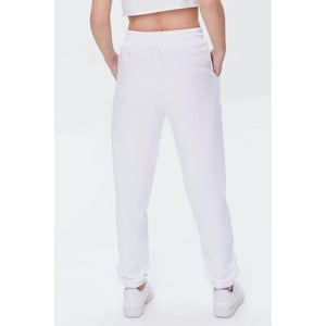 Women's White Fleece Drawstring Joggers with Comfortable Fit product image