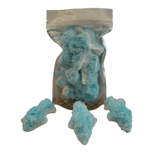 Freeze Dried Blue Gummy Sharks: A Crunchy Textured Treat product image