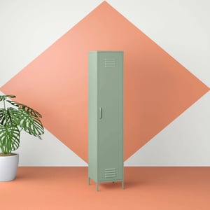 Pale Green Metal Locker Storage Cabinet with 4 Shelves and Lock product image
