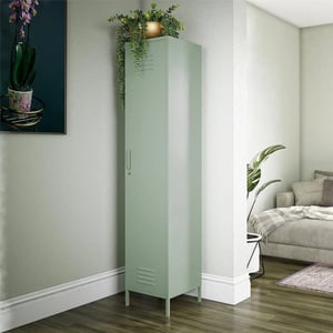 Pale Green Metal Locker Storage Cabinet with 4 Shelves and Lock product image