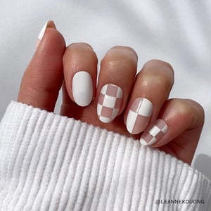 Checkmate Press-On Nails with Playful Checker Designs product image