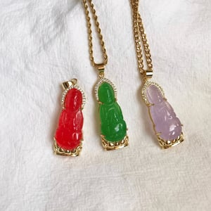 Gold Plated Guanyin Buddha Jade Pendant Necklace product image