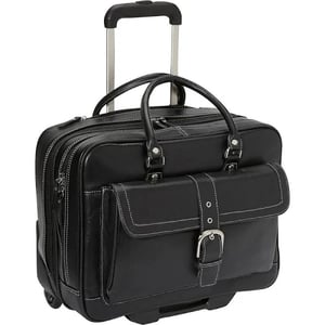 Stylish Rolling Leather Laptop Bag with Wheels product image