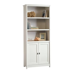Stylish and Functional White Bookshelf with Adjustable Shelves and Doors product image